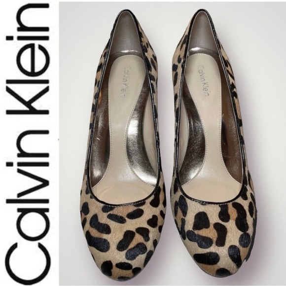 Calvin Klein Shoes - CALVIN KLEIN PONY HAIR LEOPARD PRINT PLATFORM 3" HEEL PUMPS - 7
